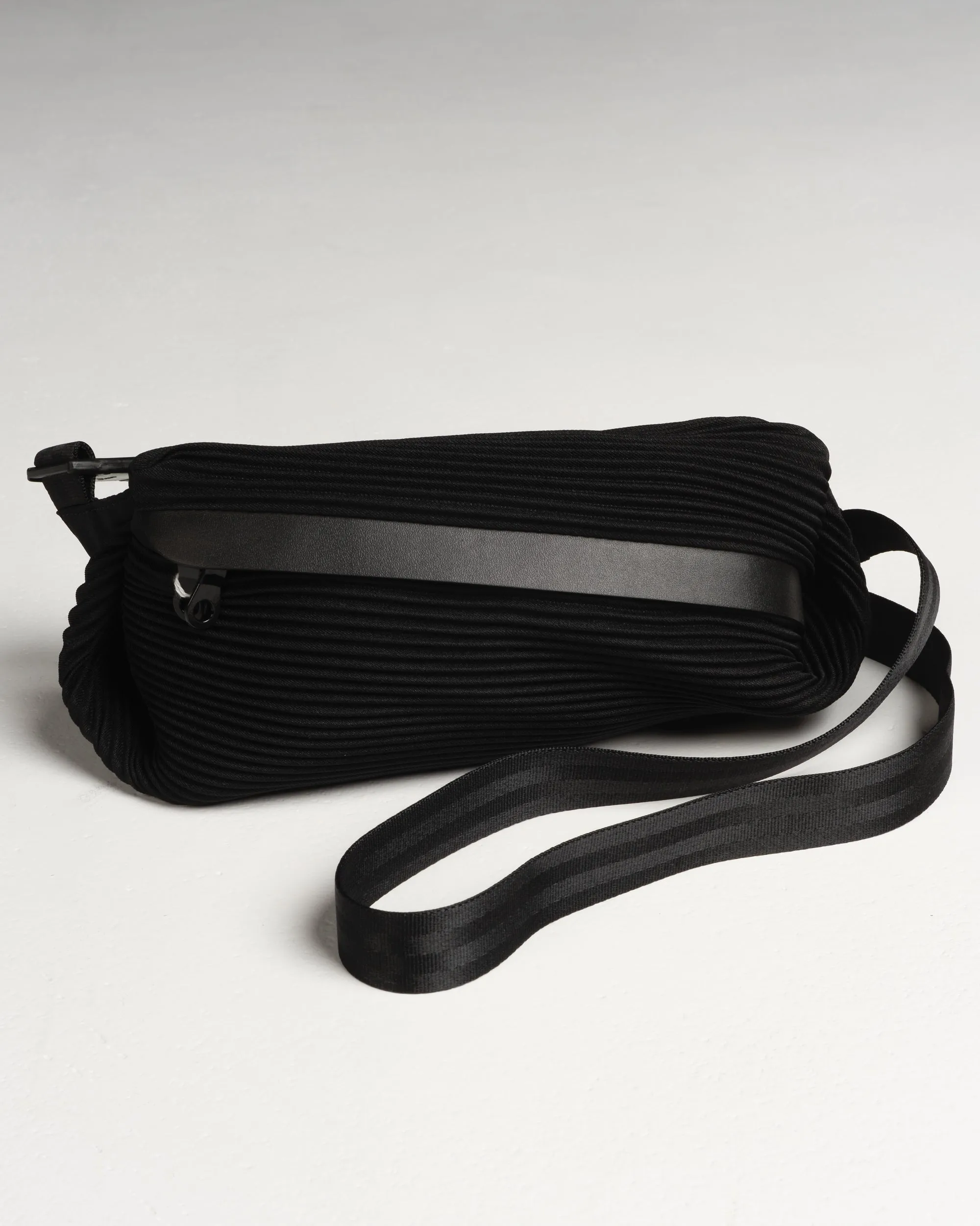 Black Classic Bias Pleats Waistbag