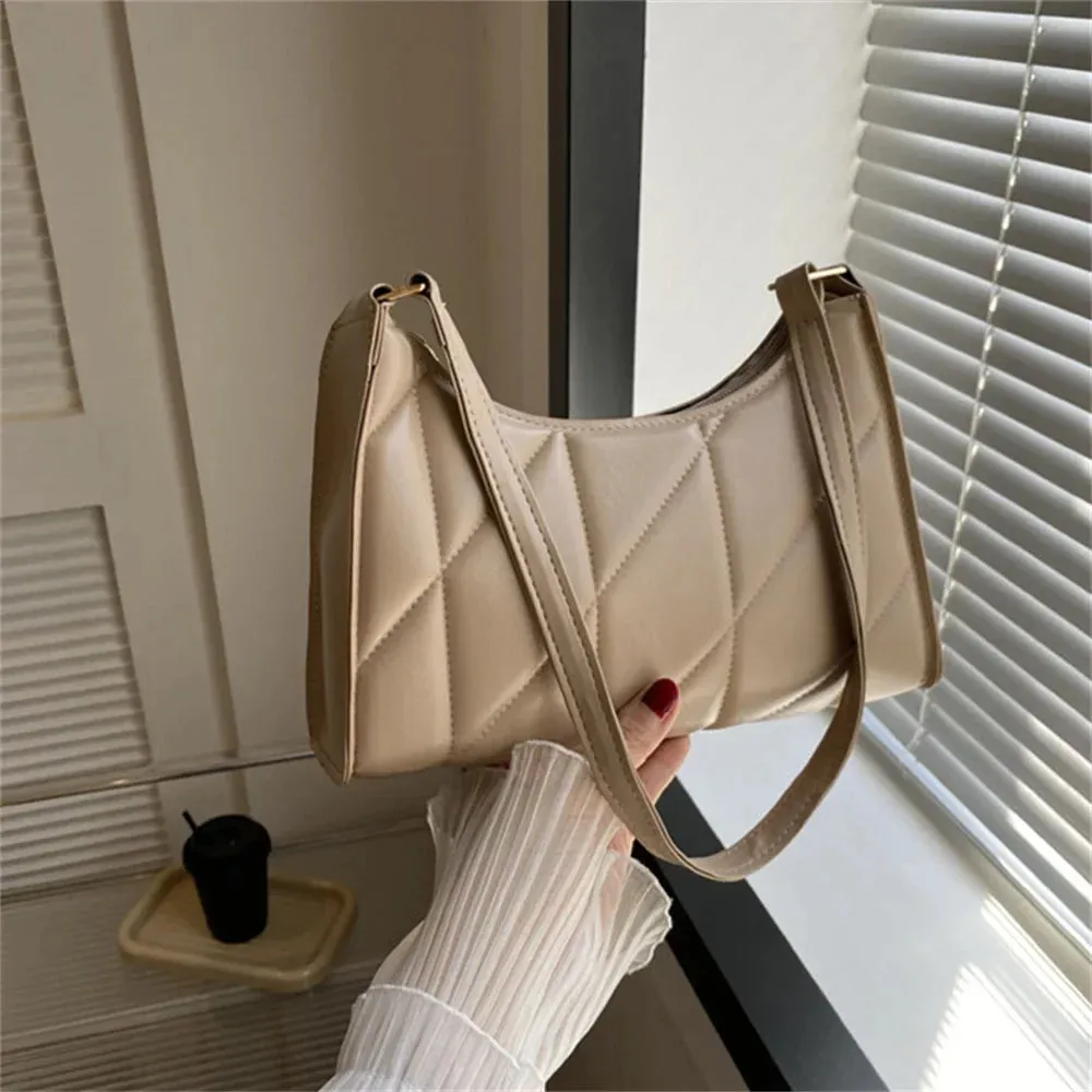 Black Trendy Women Shoulder Bag Pu Handbags Crossbody Bags Small Handle Bags Shopper Clutch Purse Niche Chain Armpit Bag