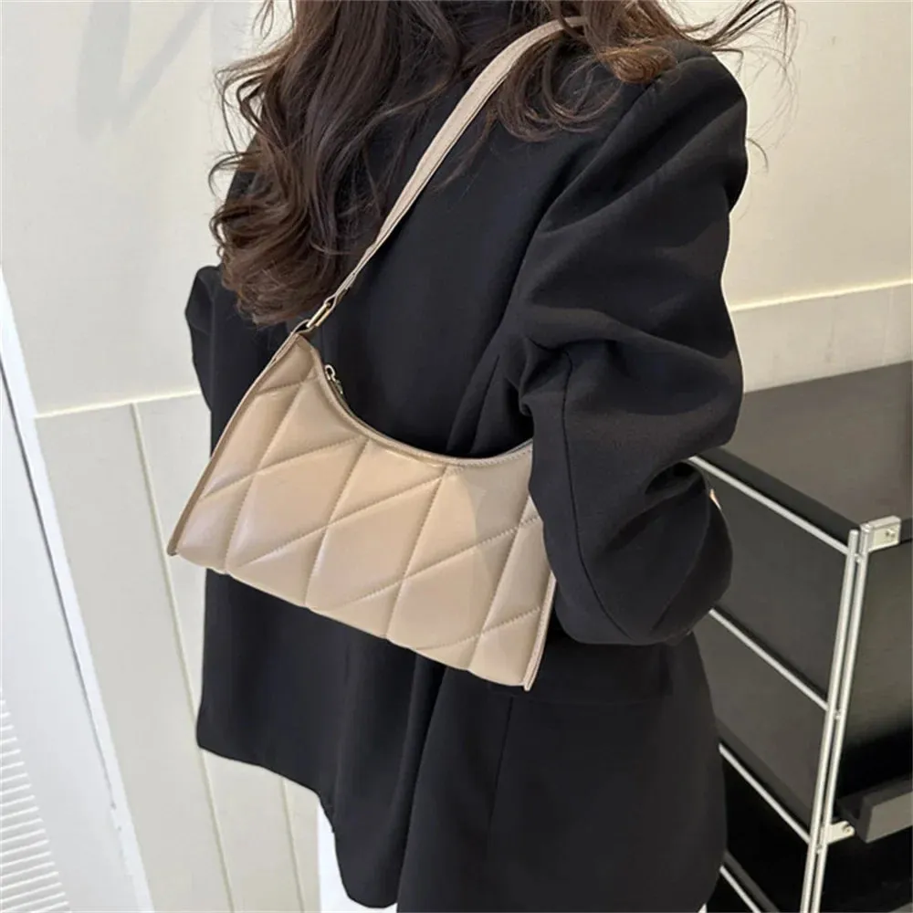 Black Trendy Women Shoulder Bag Pu Handbags Crossbody Bags Small Handle Bags Shopper Clutch Purse Niche Chain Armpit Bag