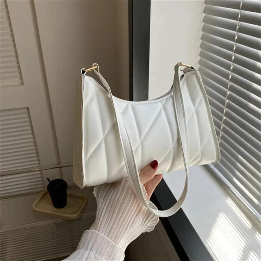 Black Trendy Women Shoulder Bag Pu Handbags Crossbody Bags Small Handle Bags Shopper Clutch Purse Niche Chain Armpit Bag