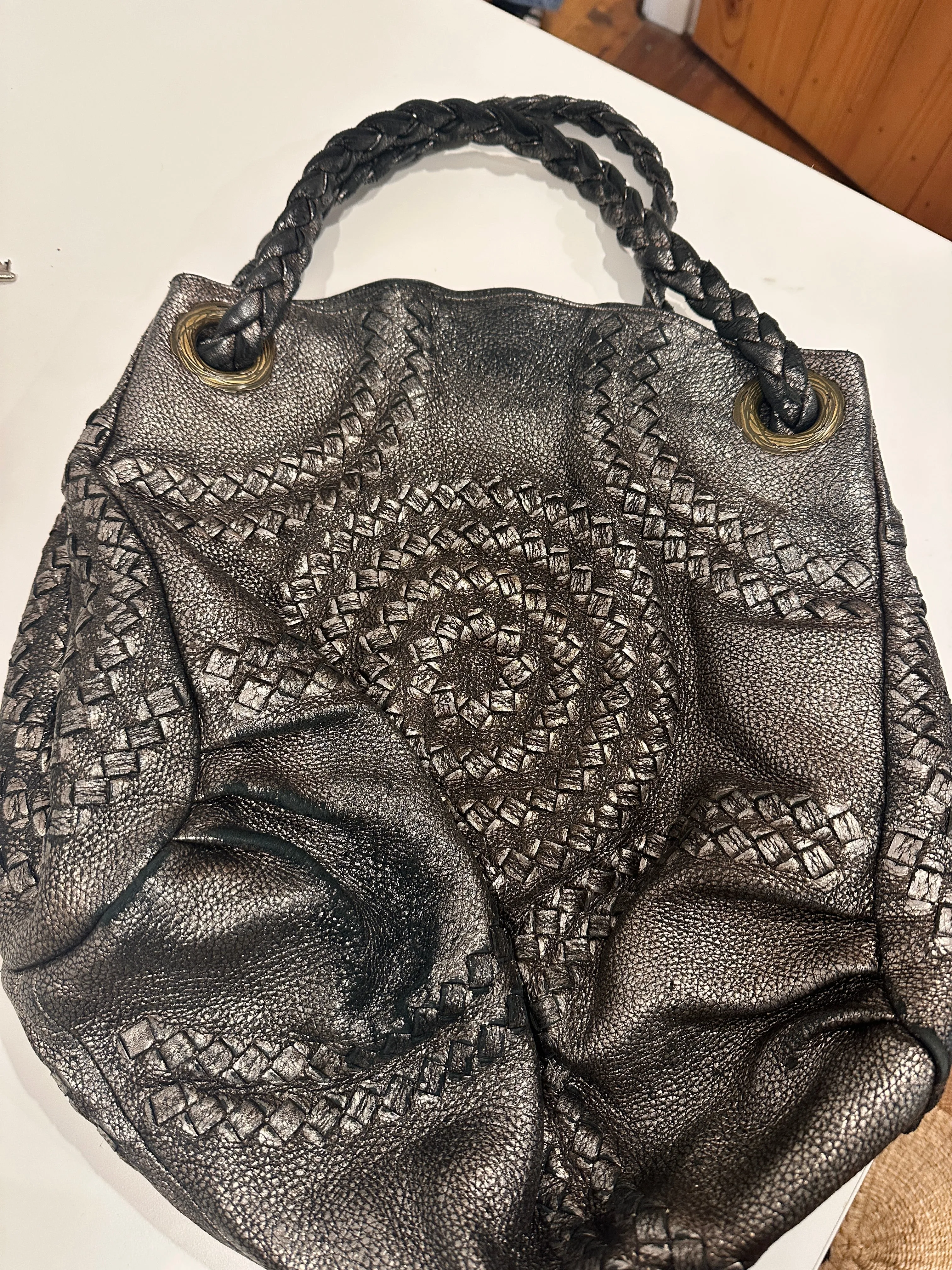 BOTTEGA Metallic Cervo Illusion Hobo Bag