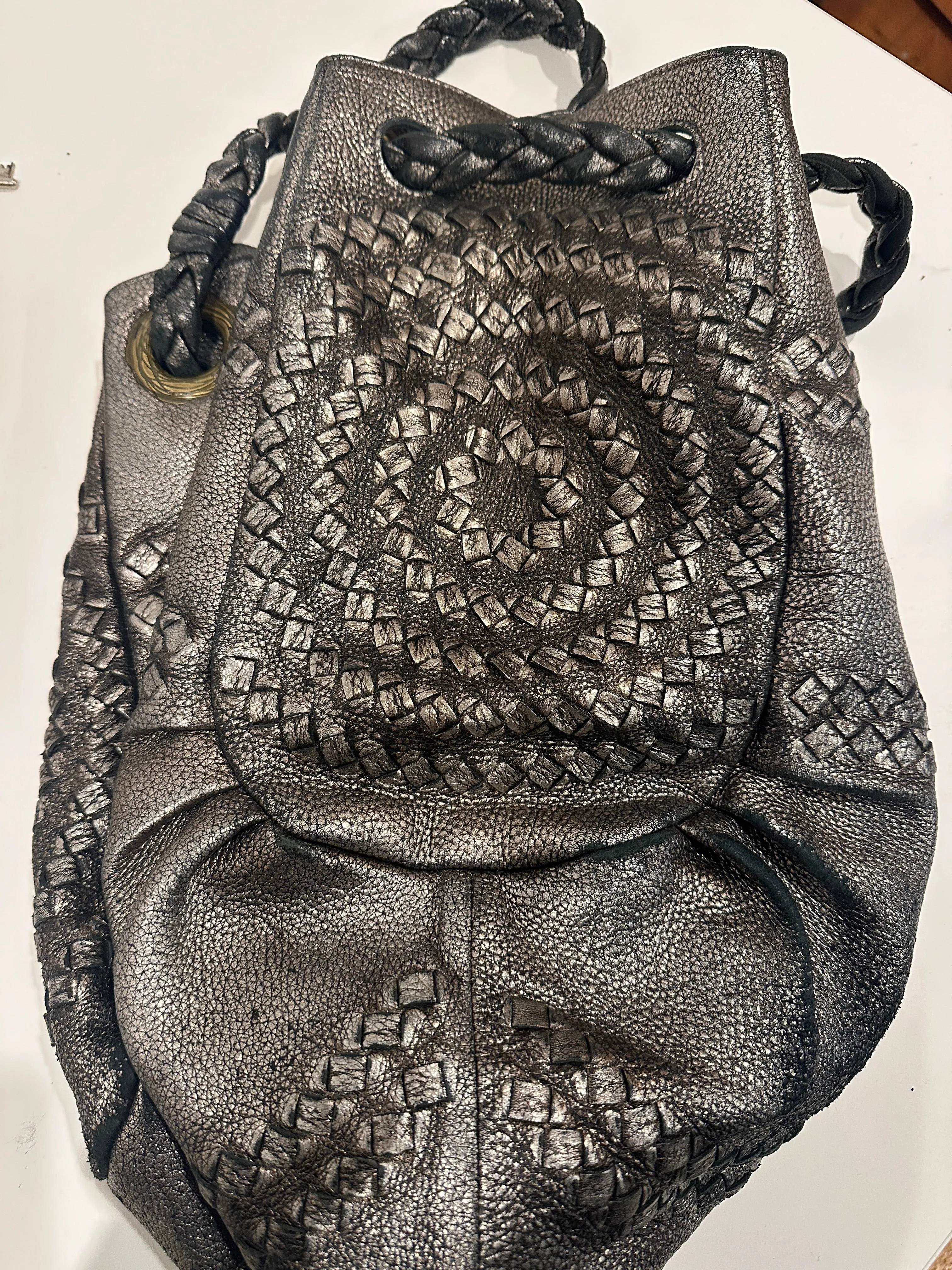 BOTTEGA Metallic Cervo Illusion Hobo Bag