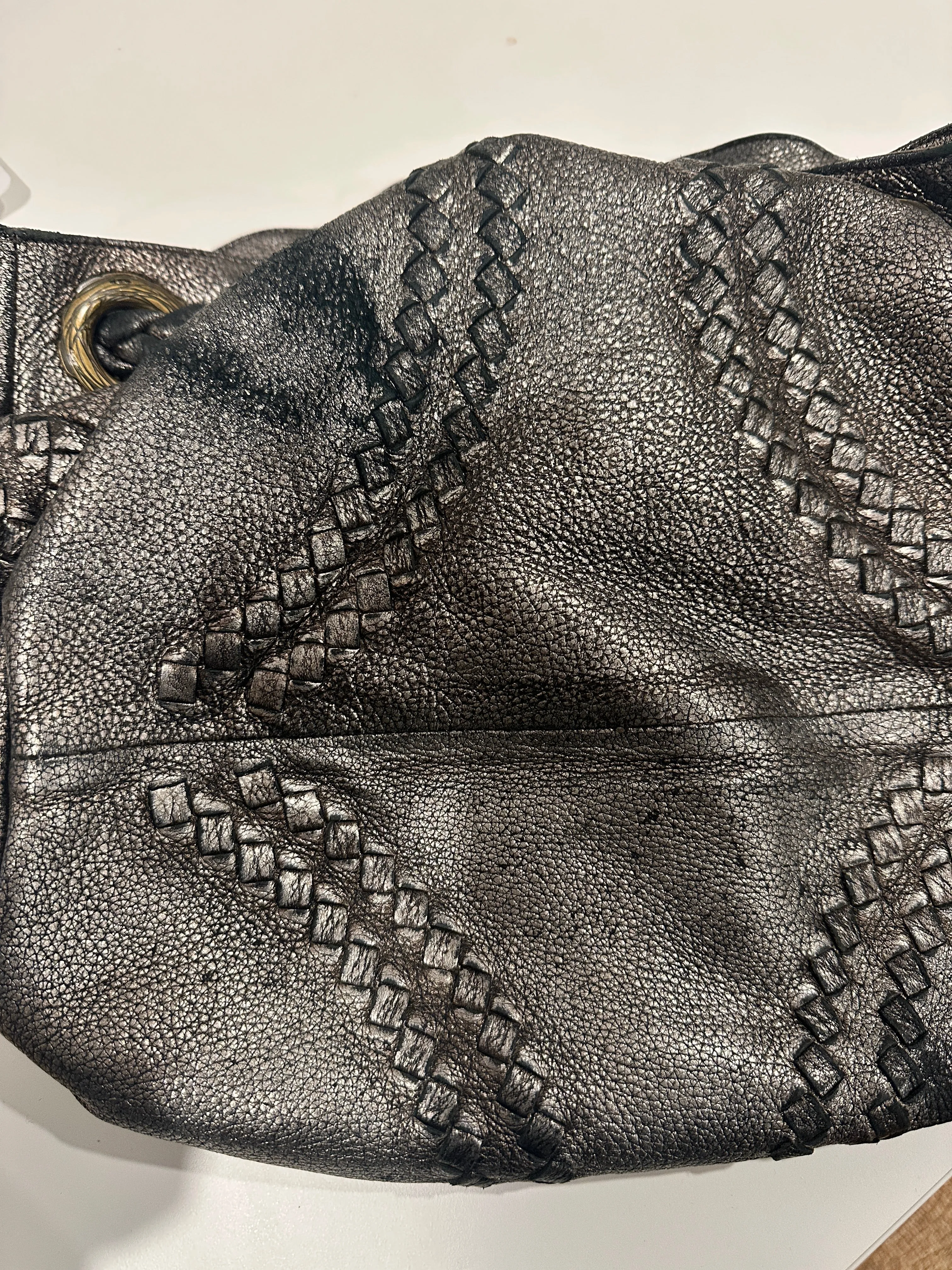 BOTTEGA Metallic Cervo Illusion Hobo Bag
