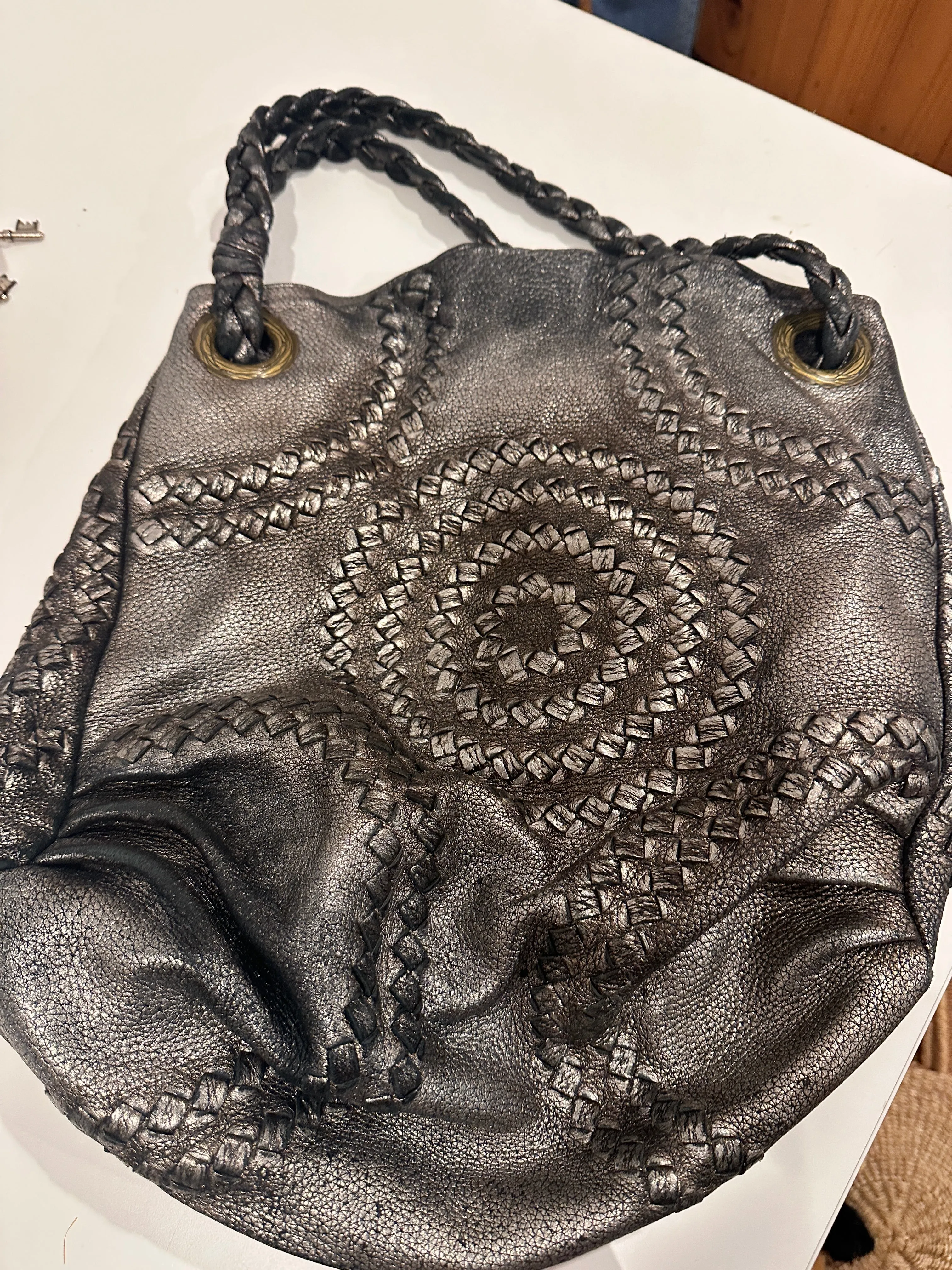 BOTTEGA Metallic Cervo Illusion Hobo Bag