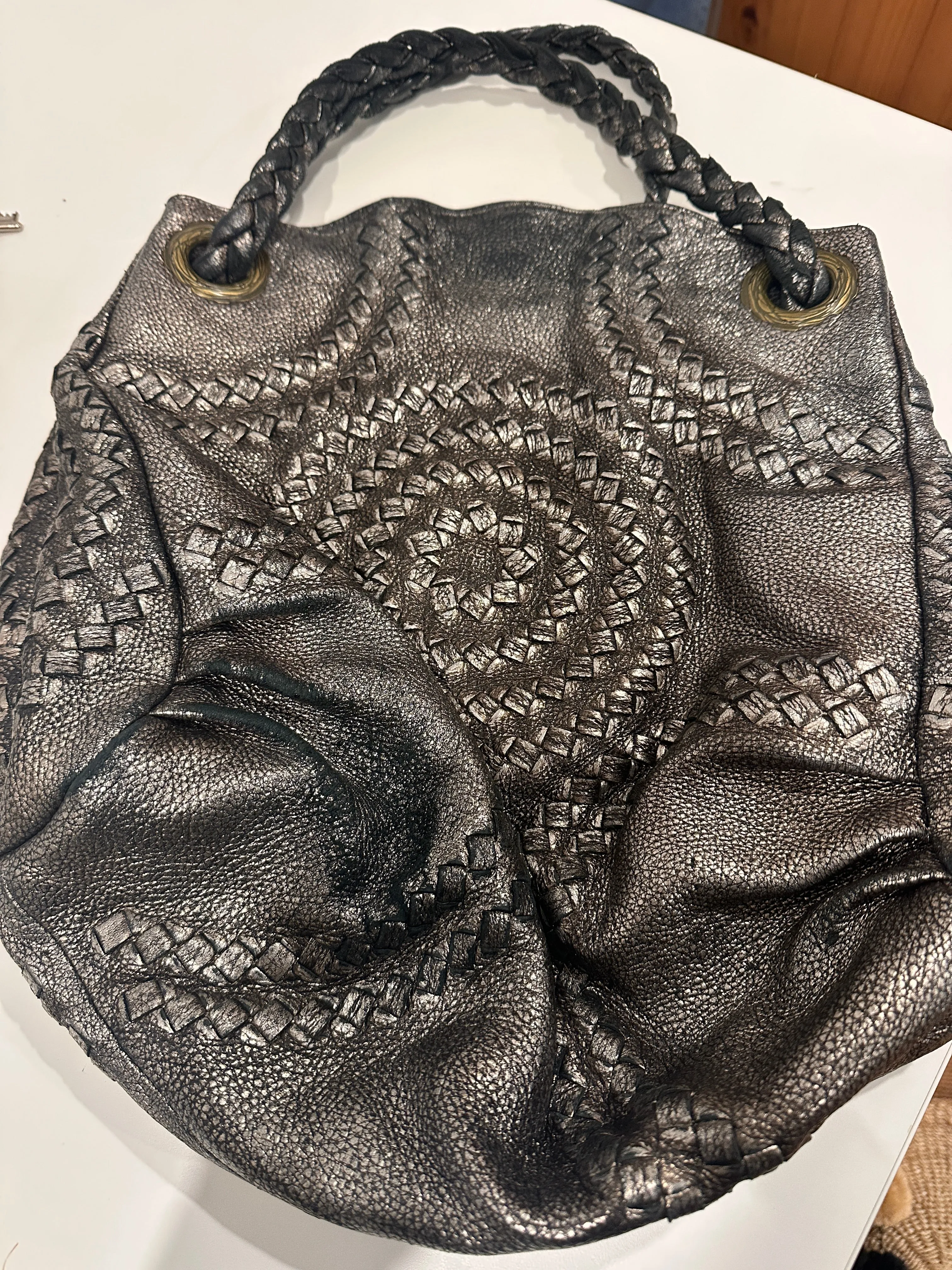 BOTTEGA Metallic Cervo Illusion Hobo Bag