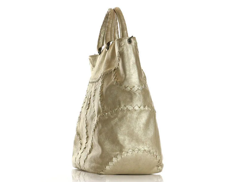 Bottega Veneta Light Metallic Gold Leather Hobo