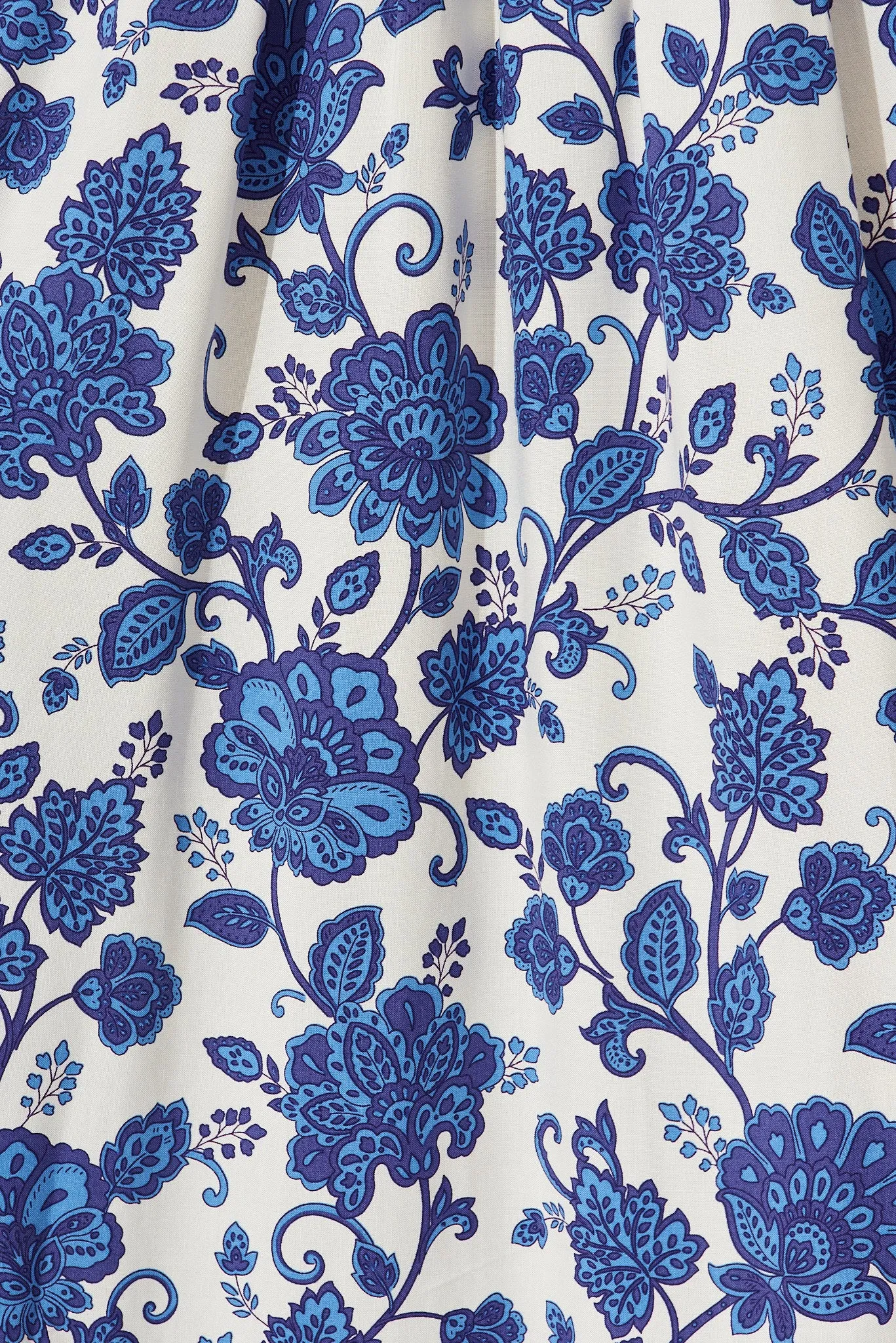 Break Free Maxi Dress In Cream With Blue Floral Border Print