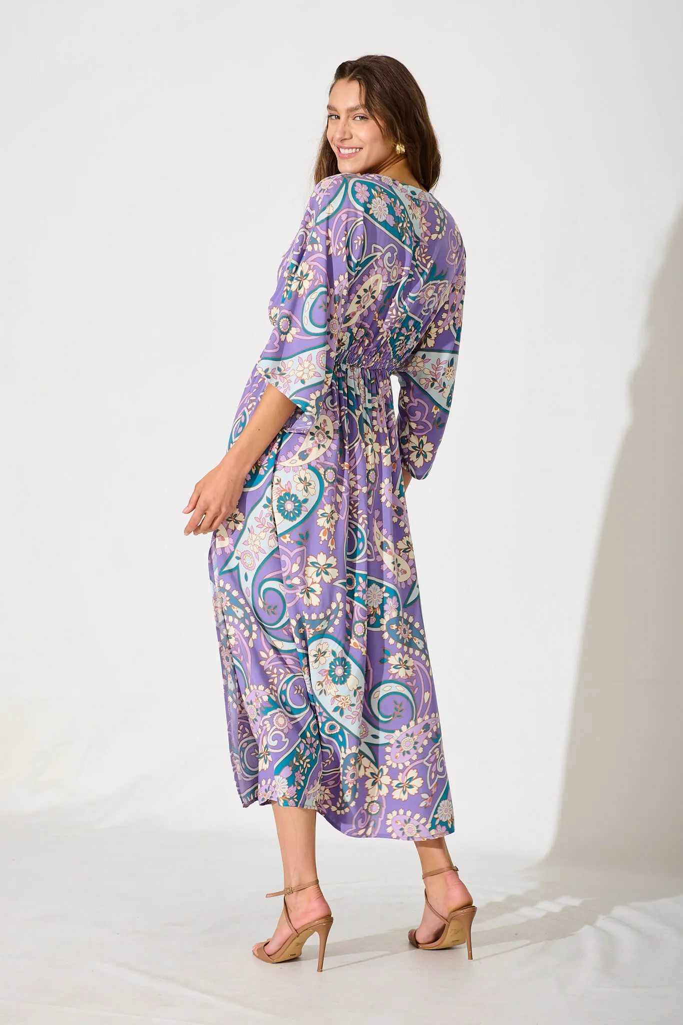 Break Free Maxi Dress In Purple With Blue Paisley Print