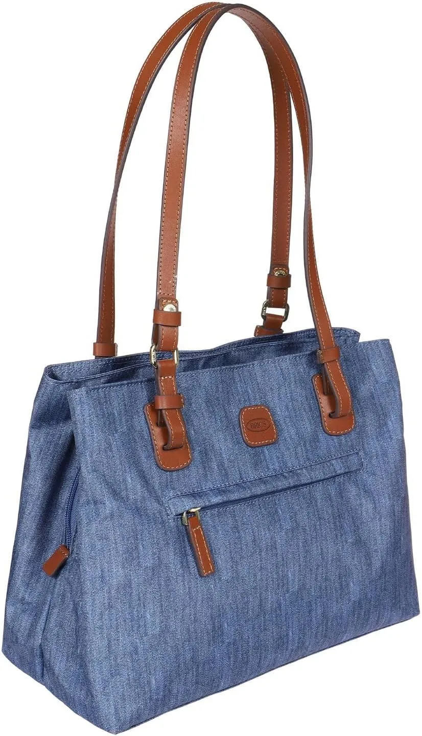 Bric's X Travel Shopper Bag - Medium Handbag with Genuine Leather Straps - Can be worn Over the Shoulder or Cross Body