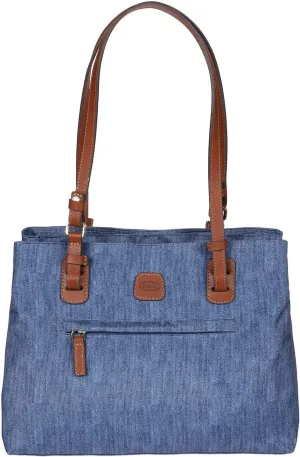 Bric's X Travel Shopper Bag - Medium Handbag with Genuine Leather Straps - Can be worn Over the Shoulder or Cross Body