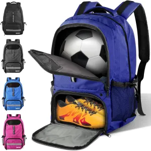 BROTOU Soccer Backpack Sports Bag with Ball Holder and Shoe Compartment for Football Basketball Volleyball Rugby