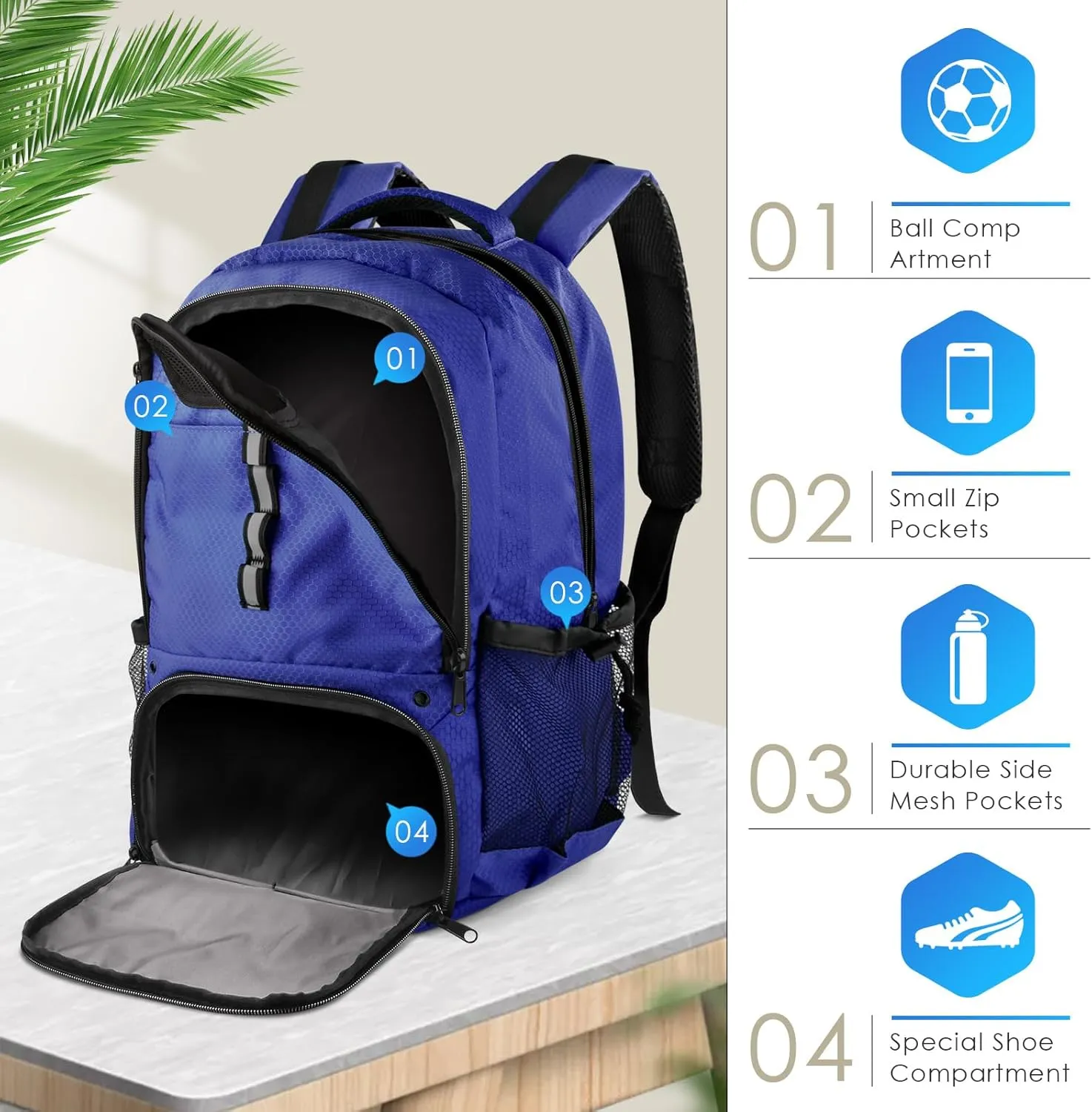 BROTOU Soccer Backpack Sports Bag with Ball Holder and Shoe Compartment for Football Basketball Volleyball Rugby