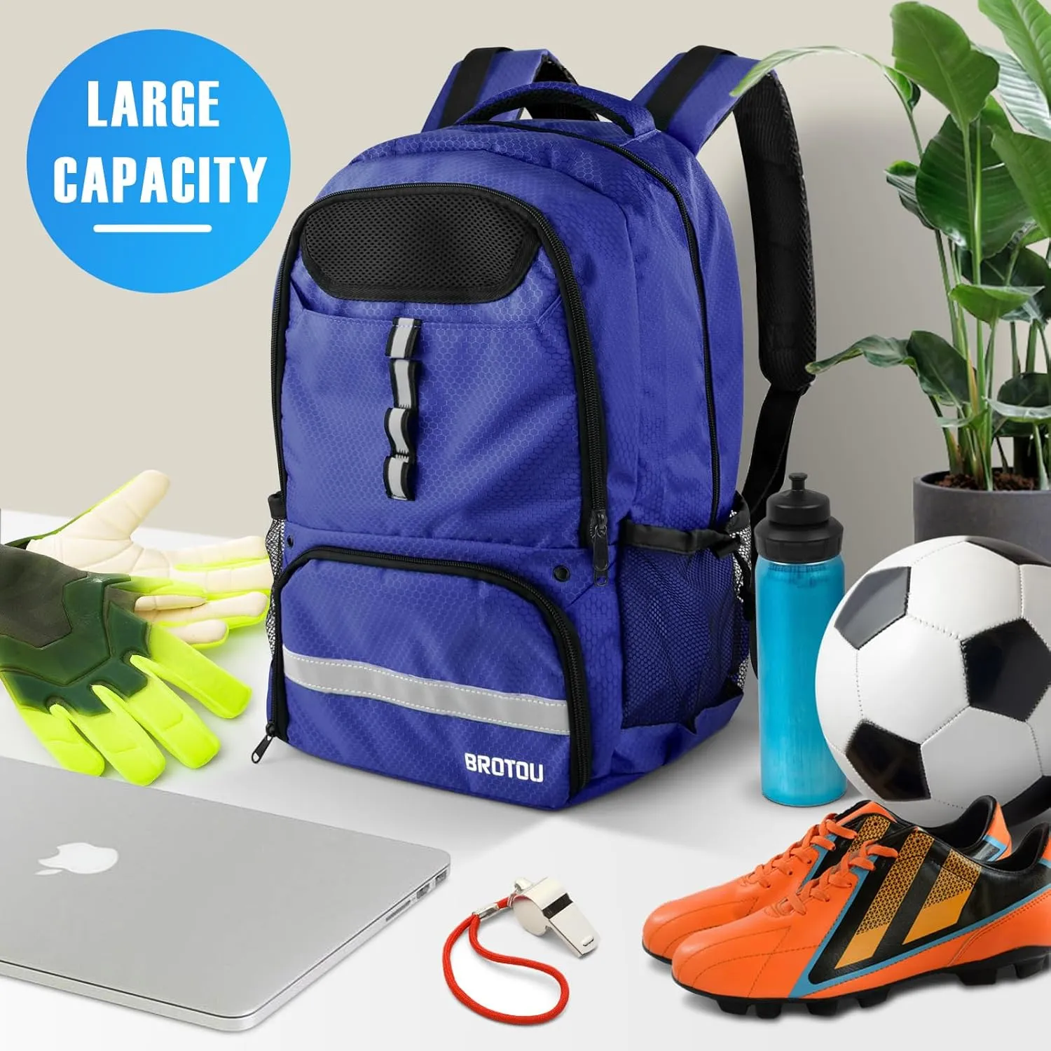 BROTOU Soccer Backpack Sports Bag with Ball Holder and Shoe Compartment for Football Basketball Volleyball Rugby