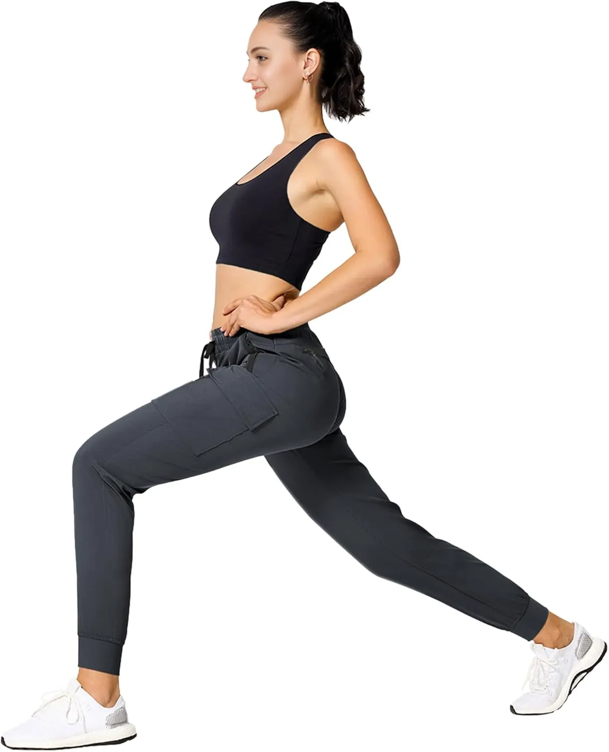 Buauty Womens Hiking Pants Pocketed Cargo Joggers Lightweight Quick Dry Waterproof Pants Elastic Waist Casual Travel Leggings