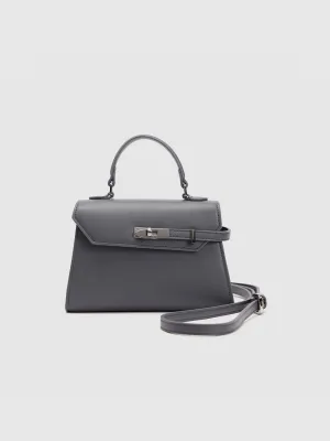 Buckled Vegan Leather Shoulder Bag