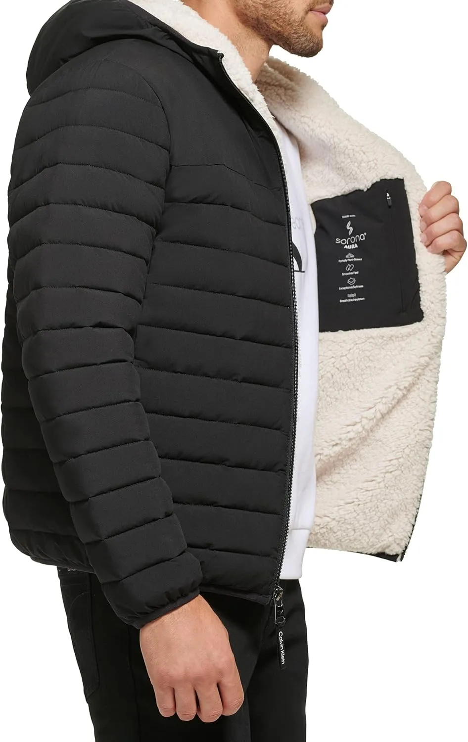 Calvin Klein mens Mid-weight Sherpa Lined Puffer
