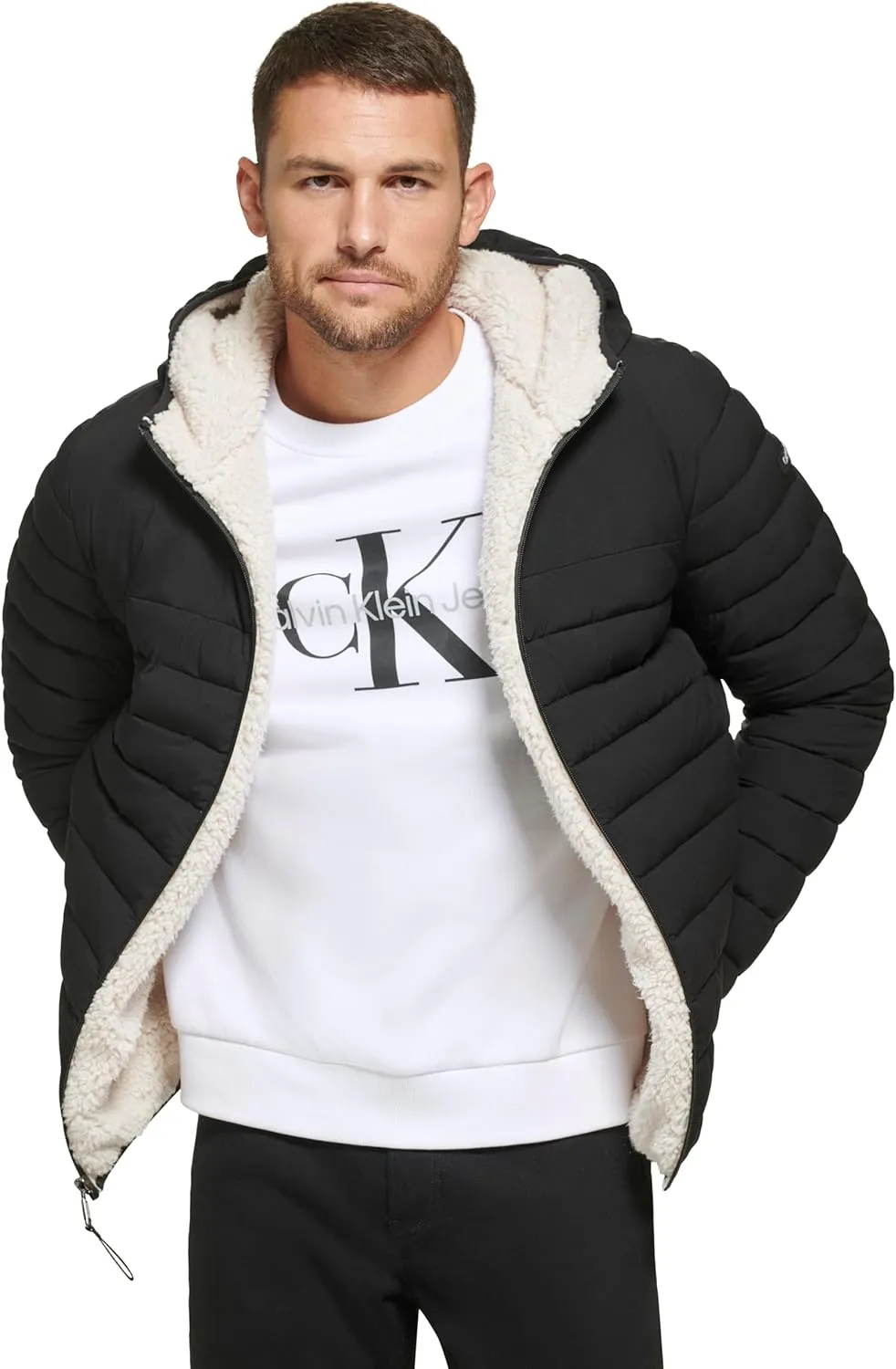 Calvin Klein mens Mid-weight Sherpa Lined Puffer