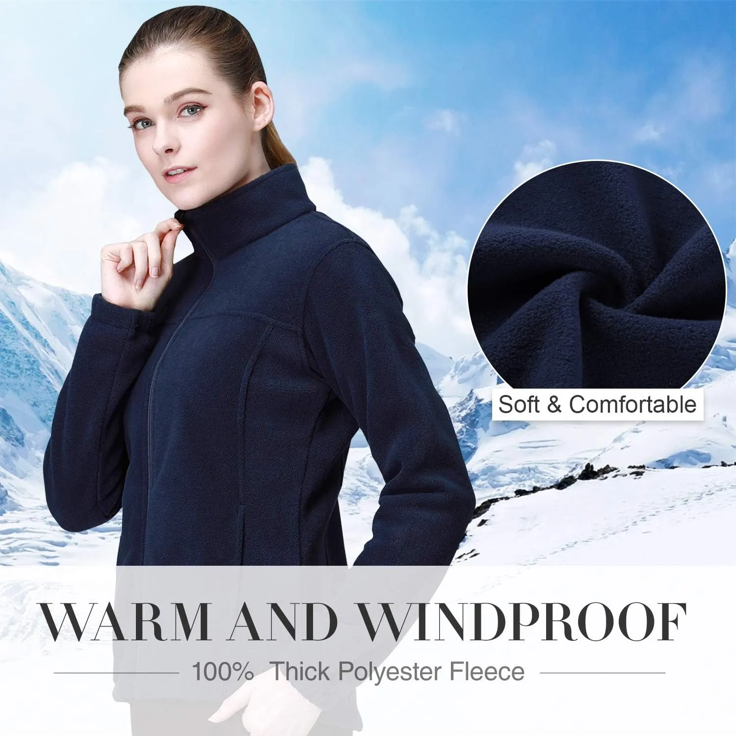 CAMEL CROWN Women Full Zip Fleece Jackets with Pockets Soft Polar Fleece Coat Jacket Sweater for Spring Outdoor