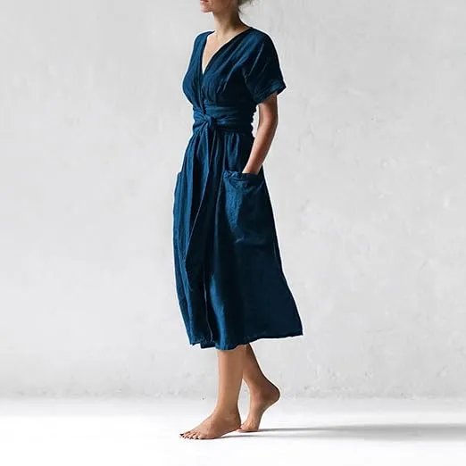 Camille | Casual Cotton Linen Strappy Dress