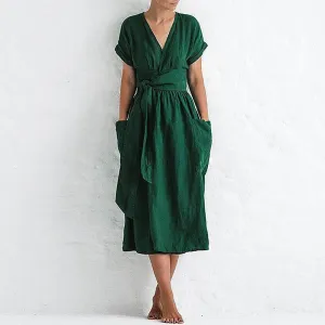 Camille | Casual Cotton Linen Strappy Dress