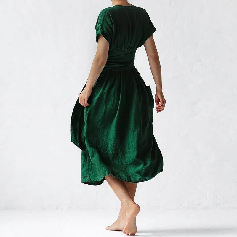 Camille | Casual Cotton Linen Strappy Dress