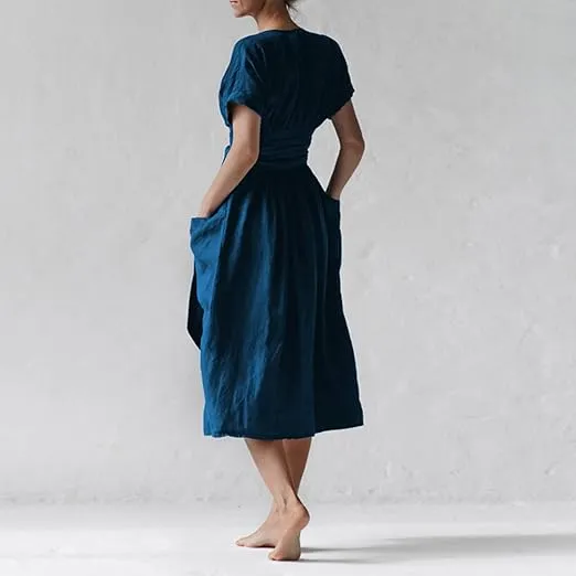 Camille | Casual Cotton Linen Strappy Dress