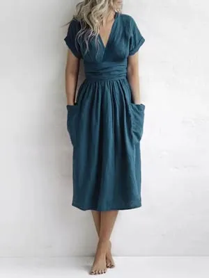 Camille | Casual Cotton Linen Strappy Dress