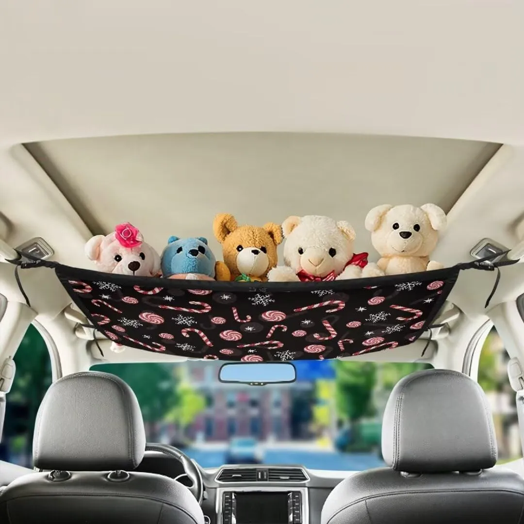 Candy Snowflake Car Roof Storage Bag Car Seat Storage Hanging Bag Premium Car Seat Organizer One-Size-Fits Tidy Pouch Pocket Storage for Small Items
