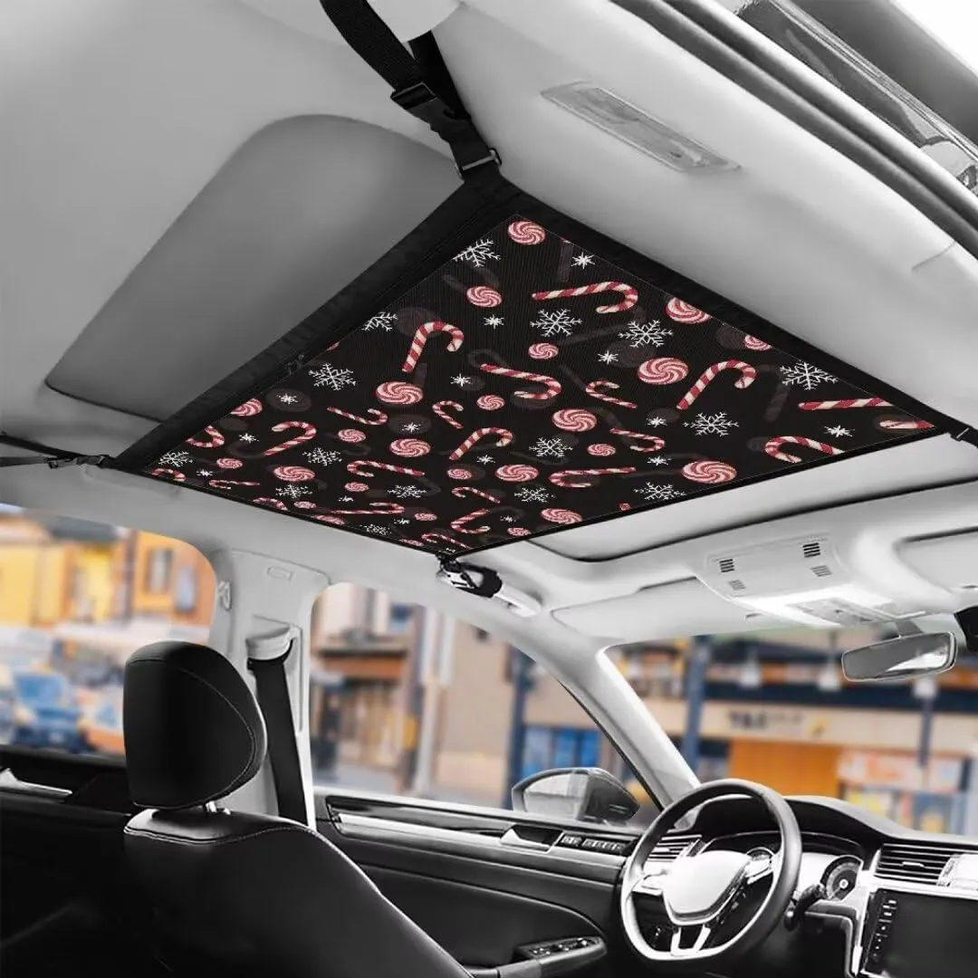 Candy Snowflake Car Roof Storage Bag Car Seat Storage Hanging Bag Premium Car Seat Organizer One-Size-Fits Tidy Pouch Pocket Storage for Small Items
