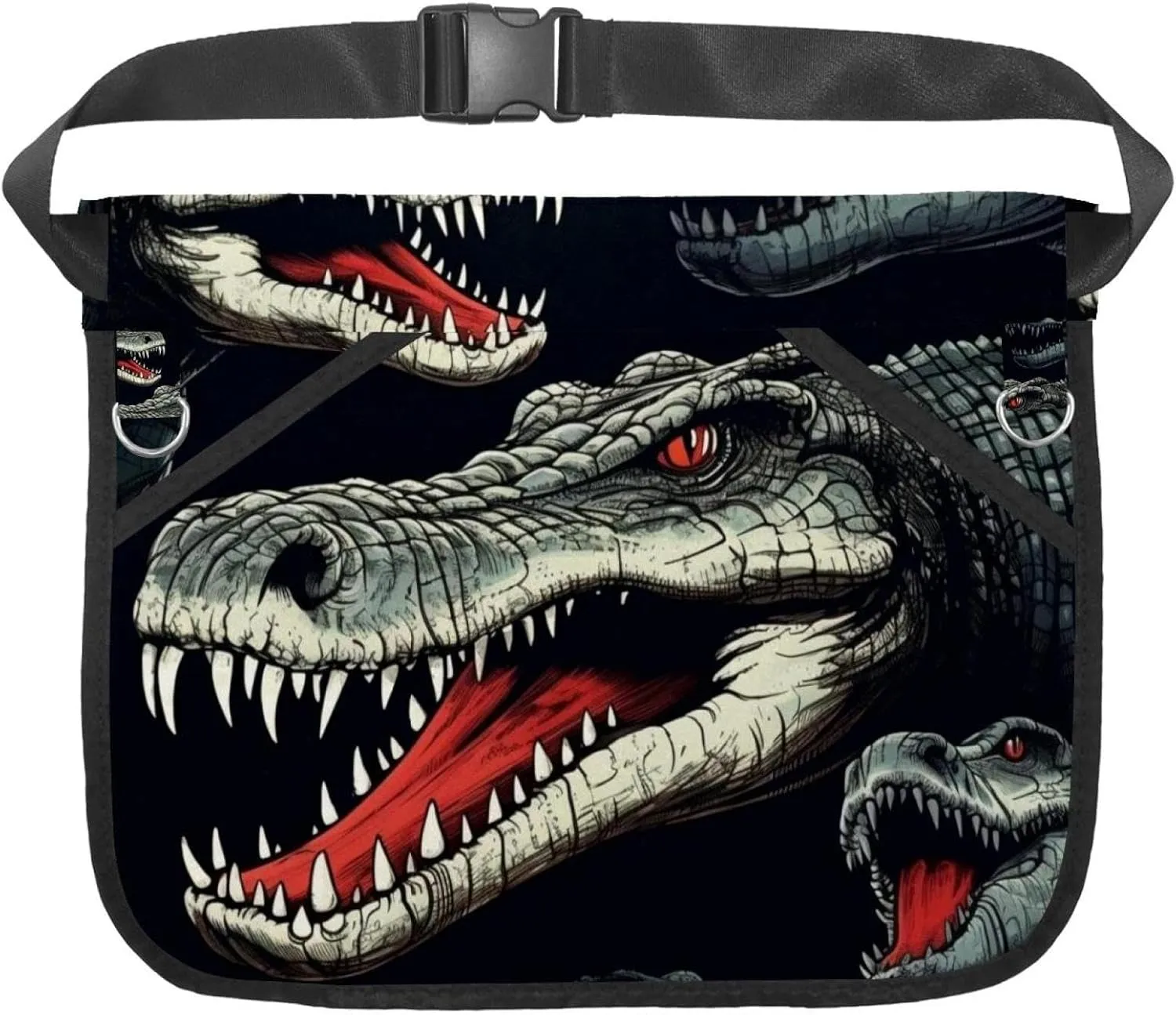 Canvas Half Waist Apron with Pockets, Short Apron for Men Women, Kitchen Restaurant and Crafting, Waiter Apron with Crocodile E