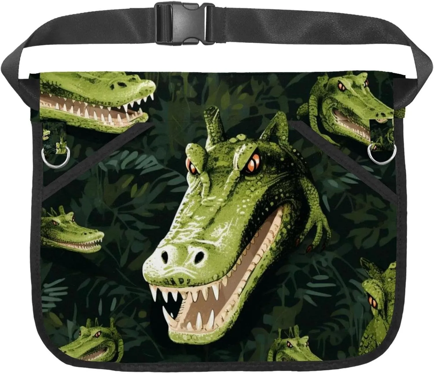 Canvas Half Waist Apron with Pockets, Short Apron for Men Women, Kitchen Restaurant and Crafting, Waiter Apron with Crocodile N