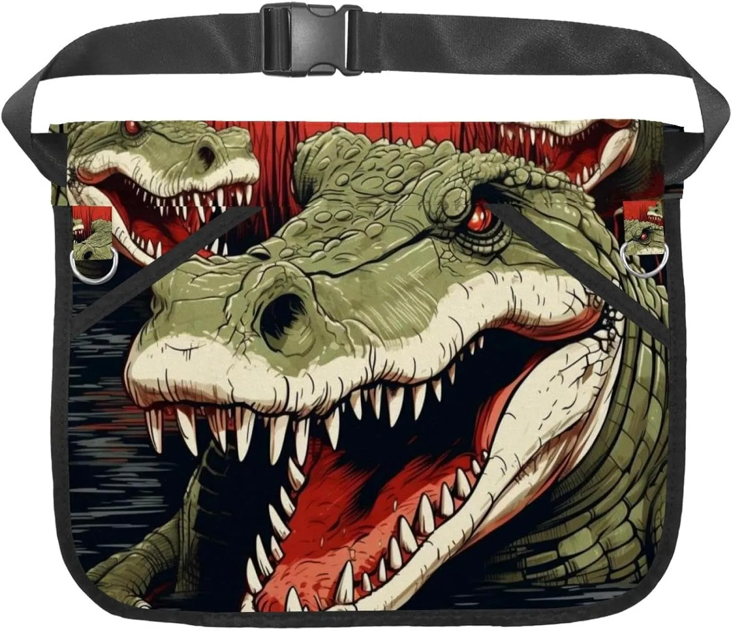 Canvas Half Waist Apron with Pockets, Short Apron for Men Women, Kitchen Restaurant and Crafting, Waiter Apron with Crocodile S
