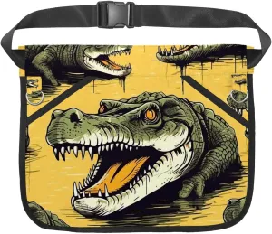 Canvas Half Waist Apron with Pockets, Short Apron for Men Women, Kitchen Restaurant and Crafting, Waiter Apron with Crocodile T