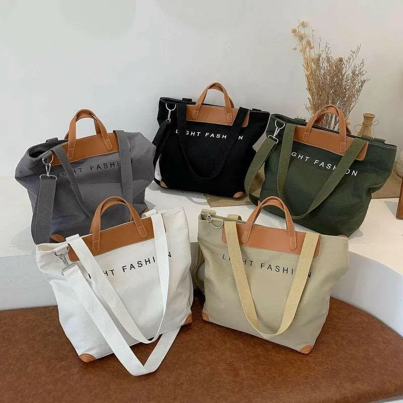 Canvas Shoulder Bag Women Ins Fashion Messenger Crossbody Bags Large Capacity Totes Handbag