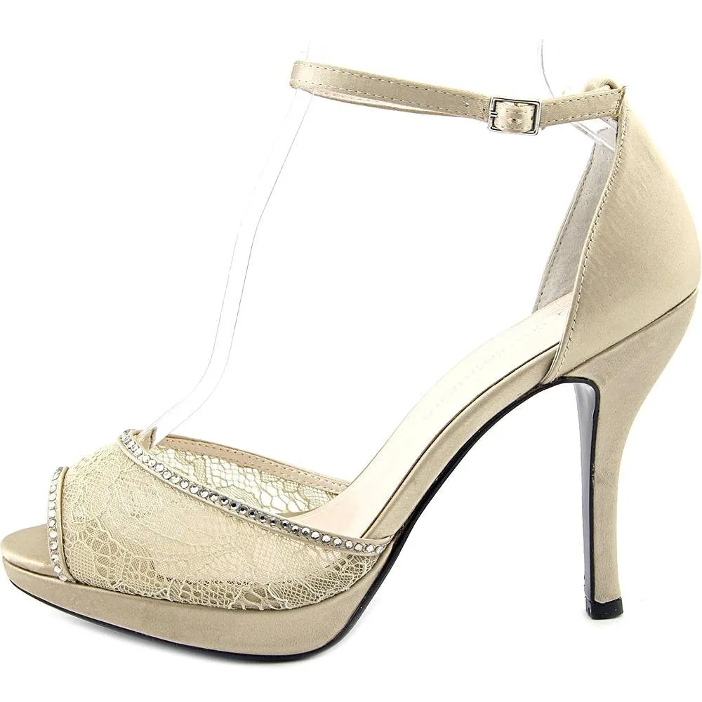 Caparros Wynn Women Open-Toe Canvas Ivory Slingback Heel