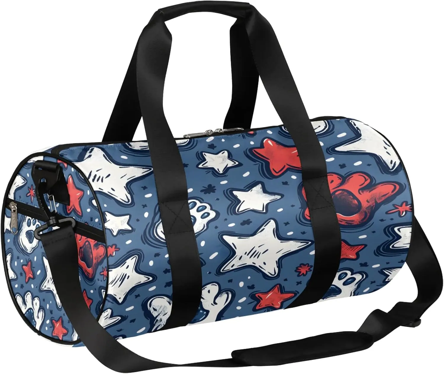 Cat Paw Star Print Sports Gym Bag for Men Women Lightweight Travel Duffle Bag with Shoulder Strap Waterproof Carry On Weekender Overnight Bag for Travel Sports Gym