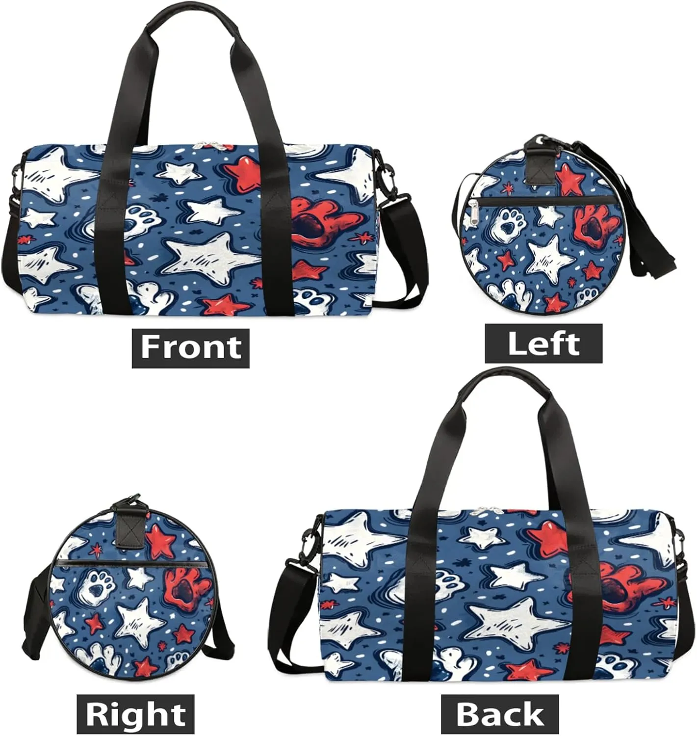 Cat Paw Star Print Sports Gym Bag for Men Women Lightweight Travel Duffle Bag with Shoulder Strap Waterproof Carry On Weekender Overnight Bag for Travel Sports Gym