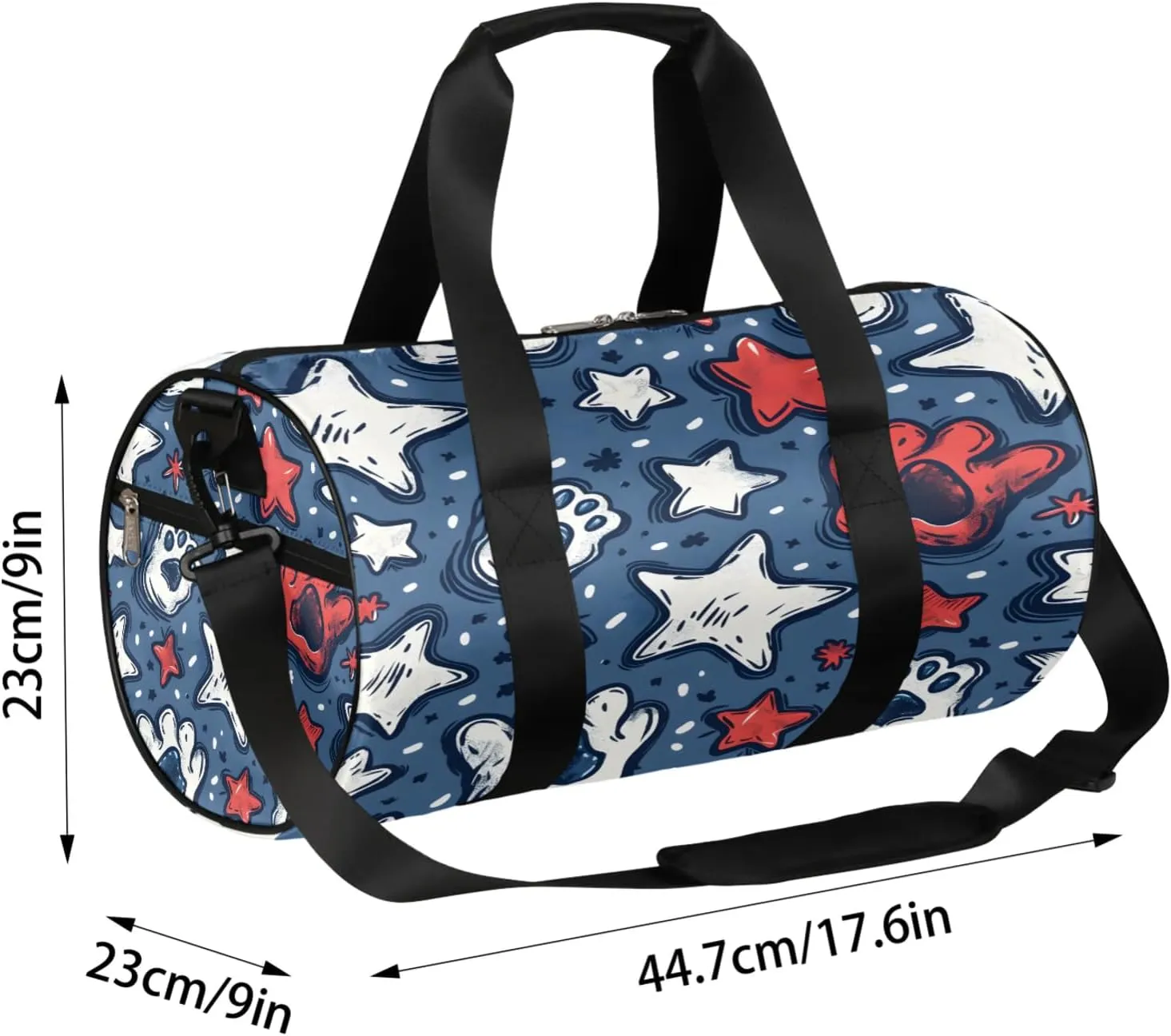 Cat Paw Star Print Sports Gym Bag for Men Women Lightweight Travel Duffle Bag with Shoulder Strap Waterproof Carry On Weekender Overnight Bag for Travel Sports Gym