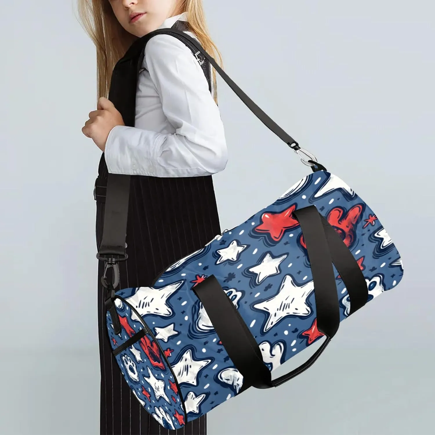 Cat Paw Star Print Sports Gym Bag for Men Women Lightweight Travel Duffle Bag with Shoulder Strap Waterproof Carry On Weekender Overnight Bag for Travel Sports Gym
