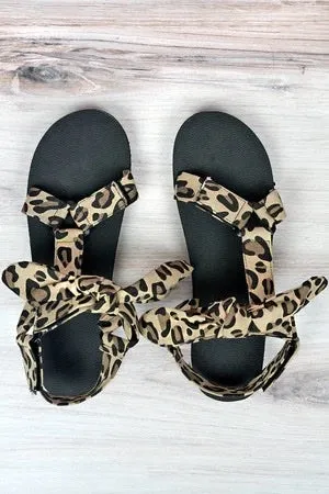 CHASING THE SUN LEOPARD STRAPPY BOW SANDALS