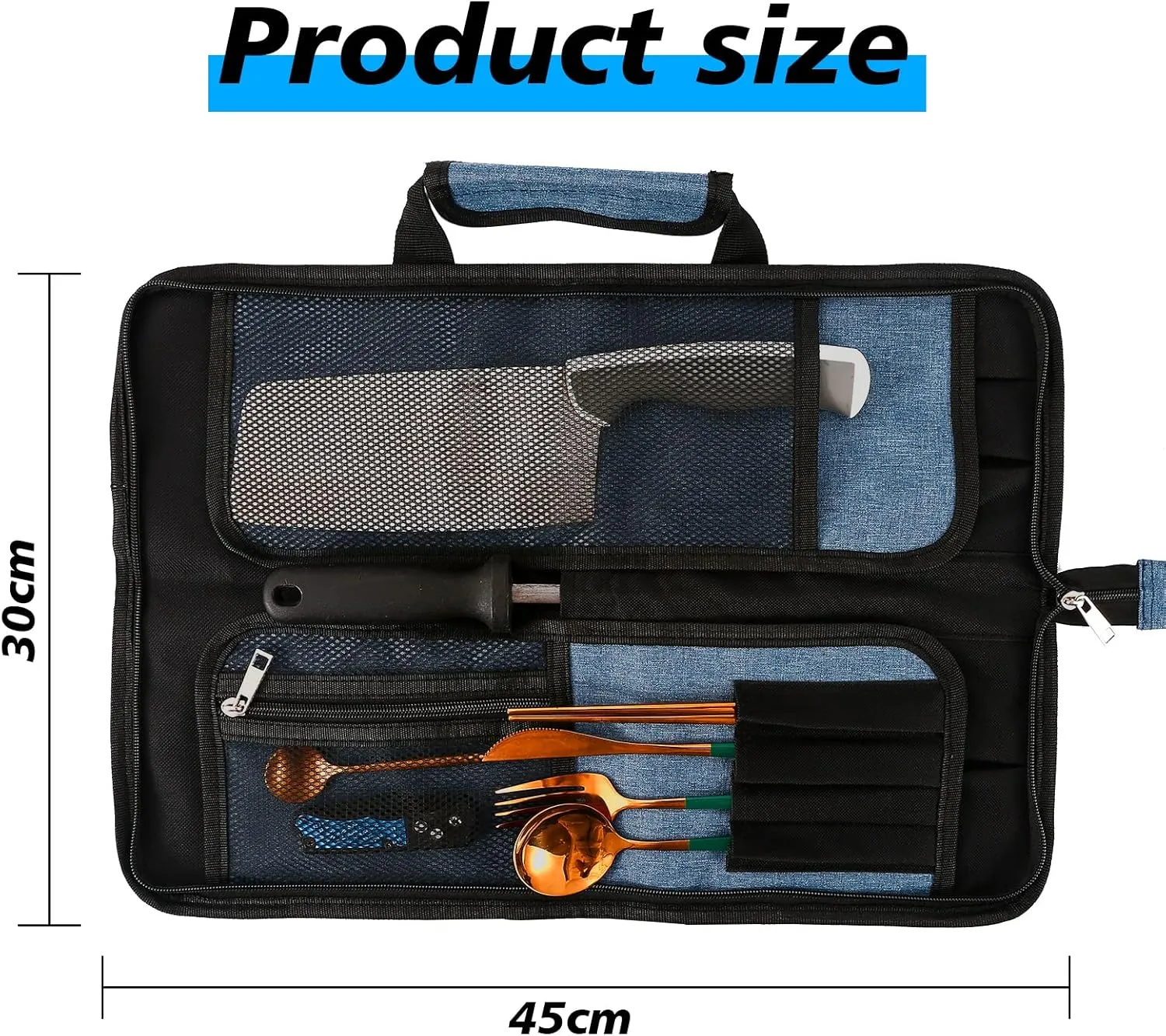 Chef’s Knife Roll Bag, Heavy Duty Oxford Chef Knife Bag, Portable 13 Slots Chef Knife Case, Multi-function Cutlery Knives Pouch Holder Knife Wrap Wallet Tool Roll