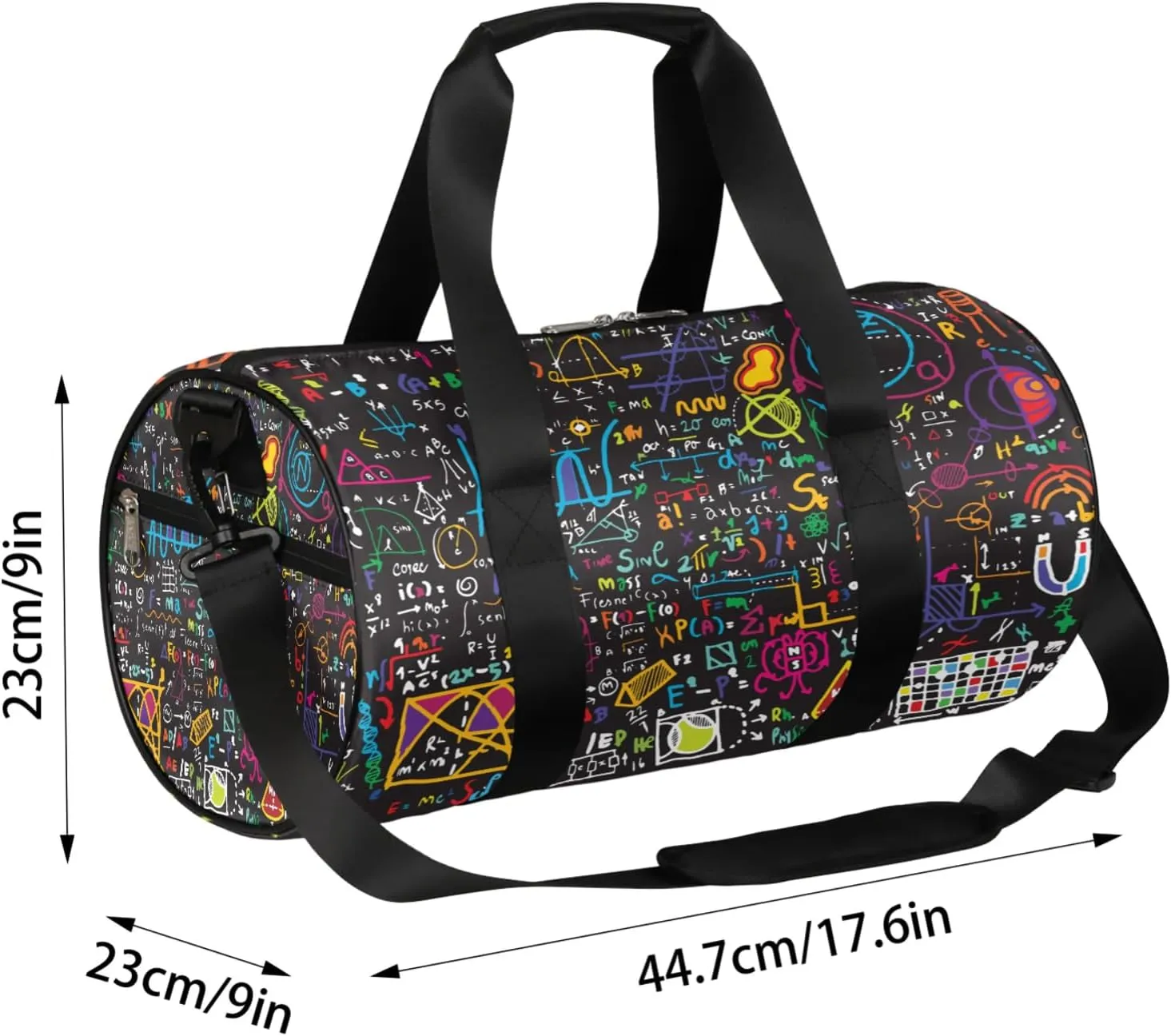 Chemical Formulas Cool Print Sports Gym Bag for Men Women Lightweight Travel Duffle Bag with Shoulder Strap Waterproof Carry On Weekender Overnight Bag for Travel Sports Gym