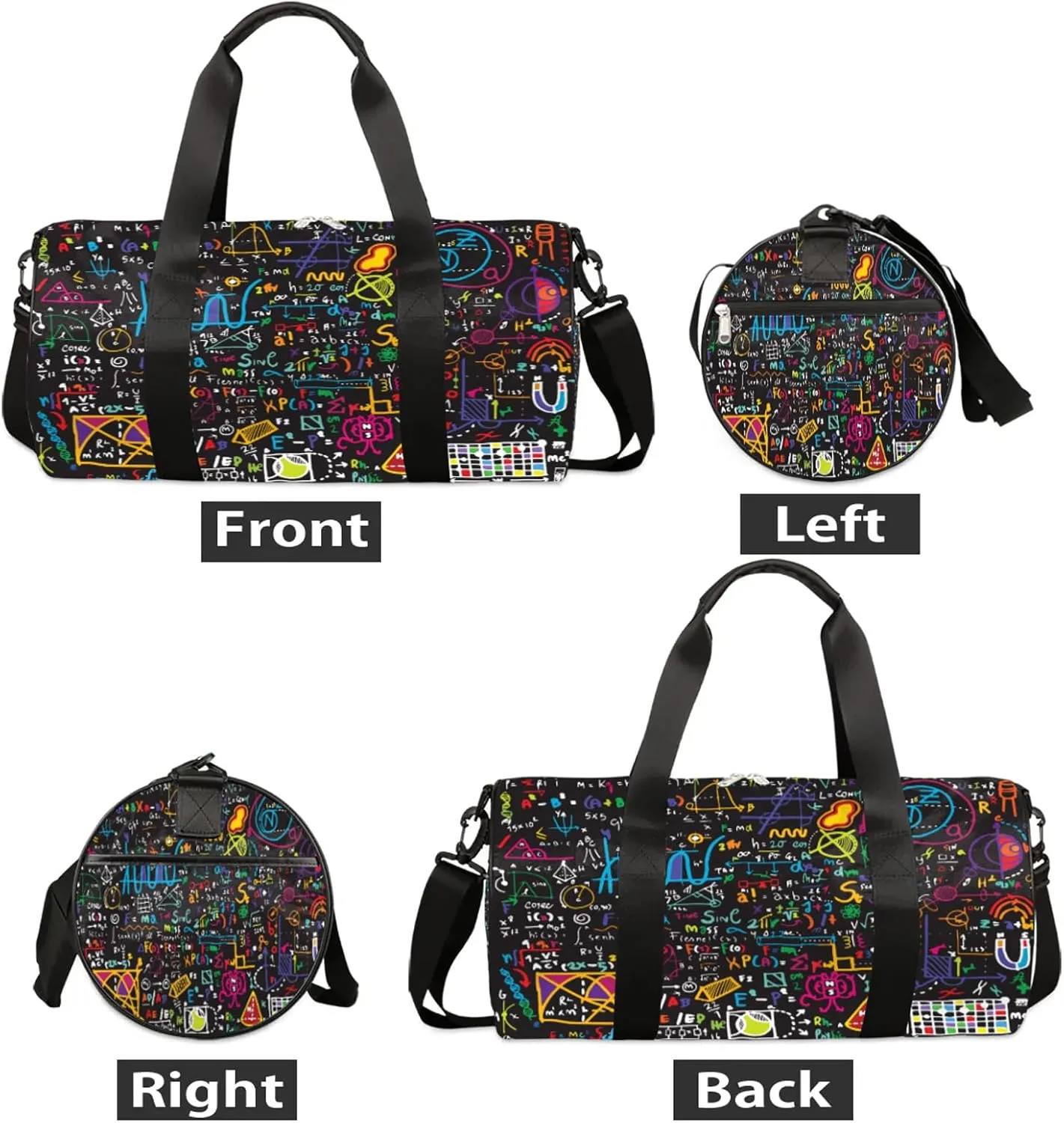 Chemical Formulas Cool Print Sports Gym Bag for Men Women Lightweight Travel Duffle Bag with Shoulder Strap Waterproof Carry On Weekender Overnight Bag for Travel Sports Gym
