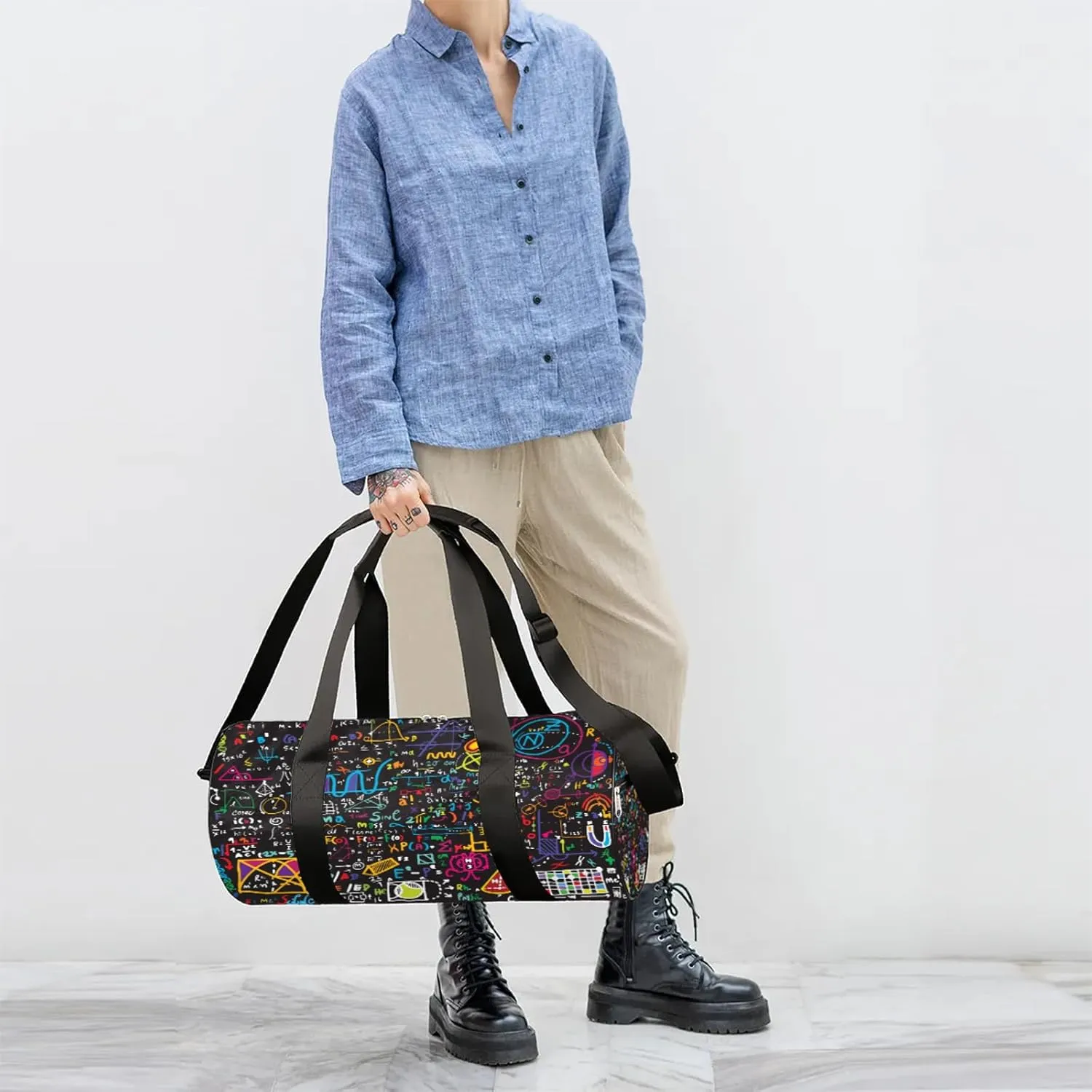 Chemical Formulas Cool Print Sports Gym Bag for Men Women Lightweight Travel Duffle Bag with Shoulder Strap Waterproof Carry On Weekender Overnight Bag for Travel Sports Gym