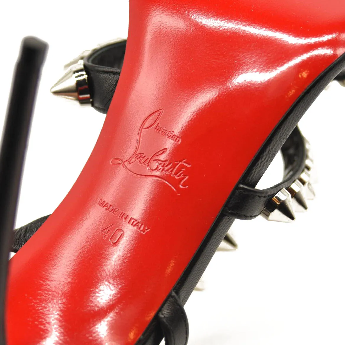Christian Louboutin Spikita Strap 100 Black Spike Strappy Sandal Heel Pump 40