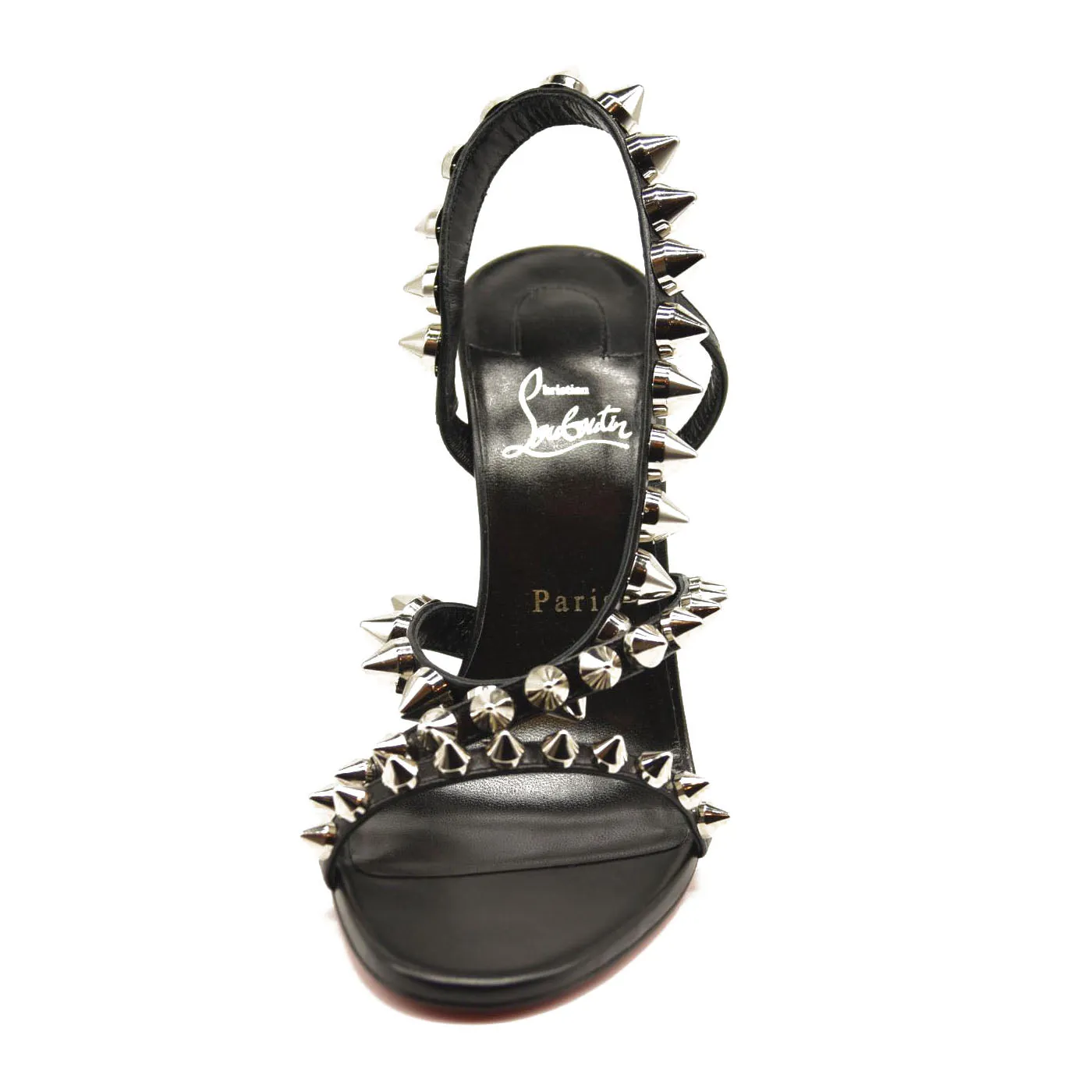 Christian Louboutin Spikita Strap 100 Black Spike Strappy Sandal Heel Pump 40