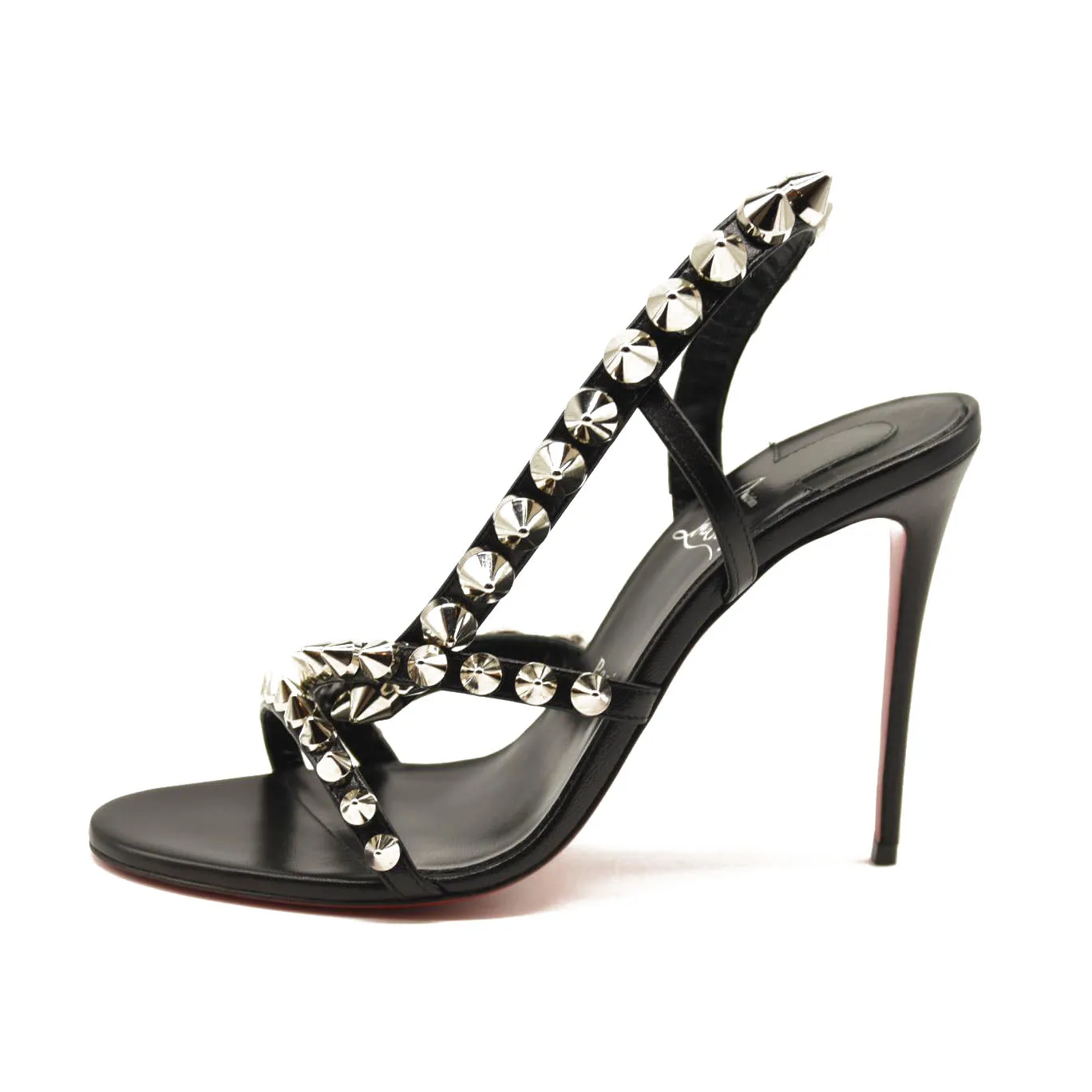 Christian Louboutin Spikita Strap 100 Black Spike Strappy Sandal Heel Pump 40