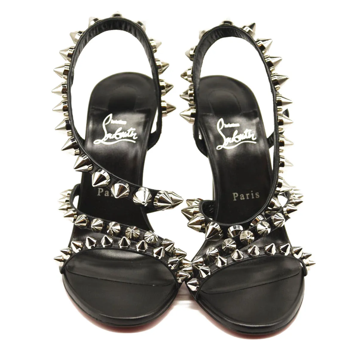 Christian Louboutin Spikita Strap 100 Black Spike Strappy Sandal Heel Pump 40