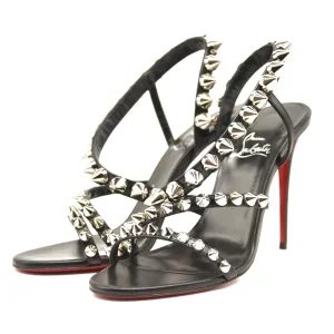 Christian Louboutin Spikita Strap 100 Black Spike Strappy Sandal Heel Pump 40