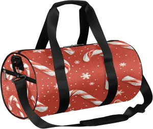 Christmas Candy Cane Sports Gym Bag for Men Women Lightweight Travel Duffle Bag with Shoulder Strap Waterproof Carry On Weekender Overnight Bag for Travel Sports Gym